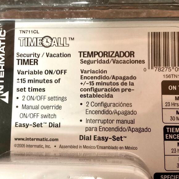 Intermatic Time-All Security Timer Indoor Only 24 Hour Automatic TN711CL - Picture 4 of 4